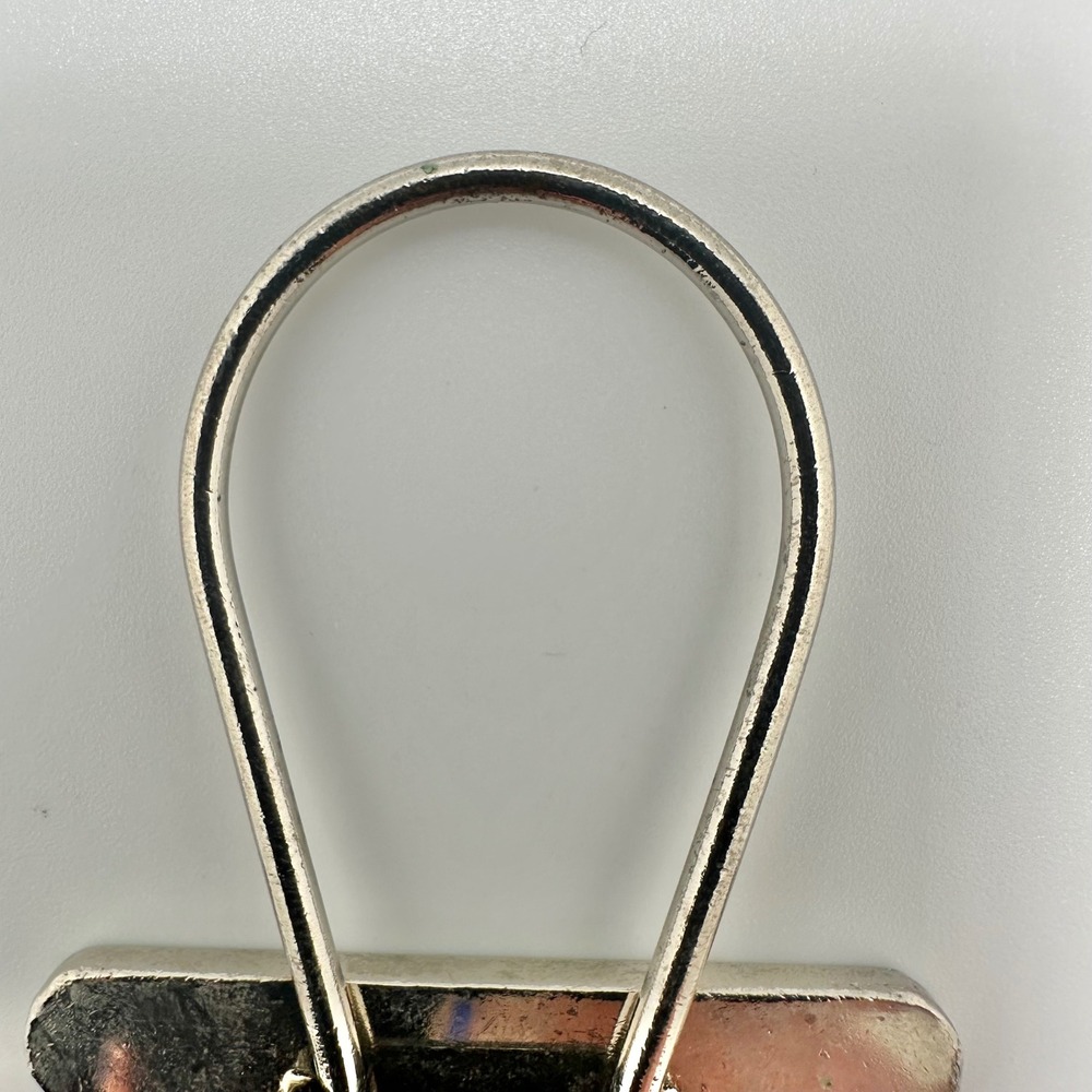 Authentic Prada Triangle Logo Key Ring Keychain Yellow Enamel Silver Tone - Picture 10 of 11